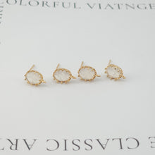 Load image into Gallery viewer, 4pcs Oval Shape Earring Post With Loop, S925 Silver Pin Nickel Free Earrings, Crystal Gemstone Stud, Hypoallergenic Earring Findings ZX030