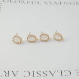 4pcs Oval Shape Earring Post With Loop, S925 Silver Pin Nickel Free Earrings, Crystal Gemstone Stud, Hypoallergenic Earring Findings ZX030