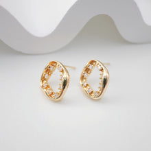 Load image into Gallery viewer, CZ Gold Teardrop Earring Post With Loop, S925 Silver Ear Pin Nickel Free Earrings, Ear Stud Loop, Hypoallergenic Earring Findings ZX182