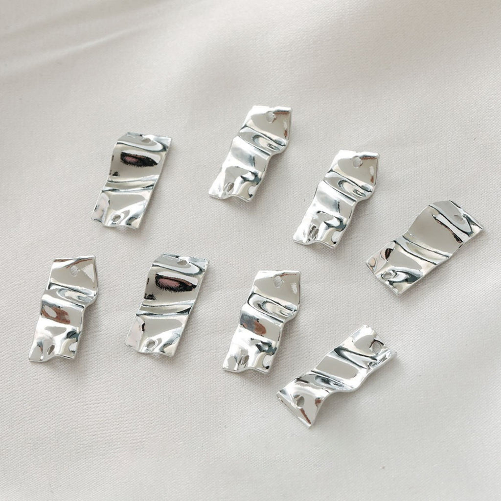 10 colgantes rectangulares texturizados con 1 y 2 aros, dije rectangular, chapado en oro y plata de 14 quilates, accesorios para bisutería ZZ079