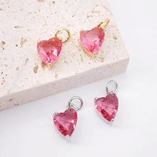 Load image into Gallery viewer, Crystal Tiny Heart Charms, Red Crystal, 18K Gold Plated Heart Pendant, Bracelet Necklace Making Pendants, Jewelry Findings S20243