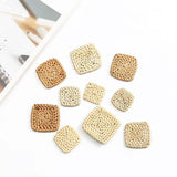 10PCS Rattan Weaving square-shaped Earring Findings, Boho earring making, Vacation Style Hawaii Handmade Earring Finding BS012