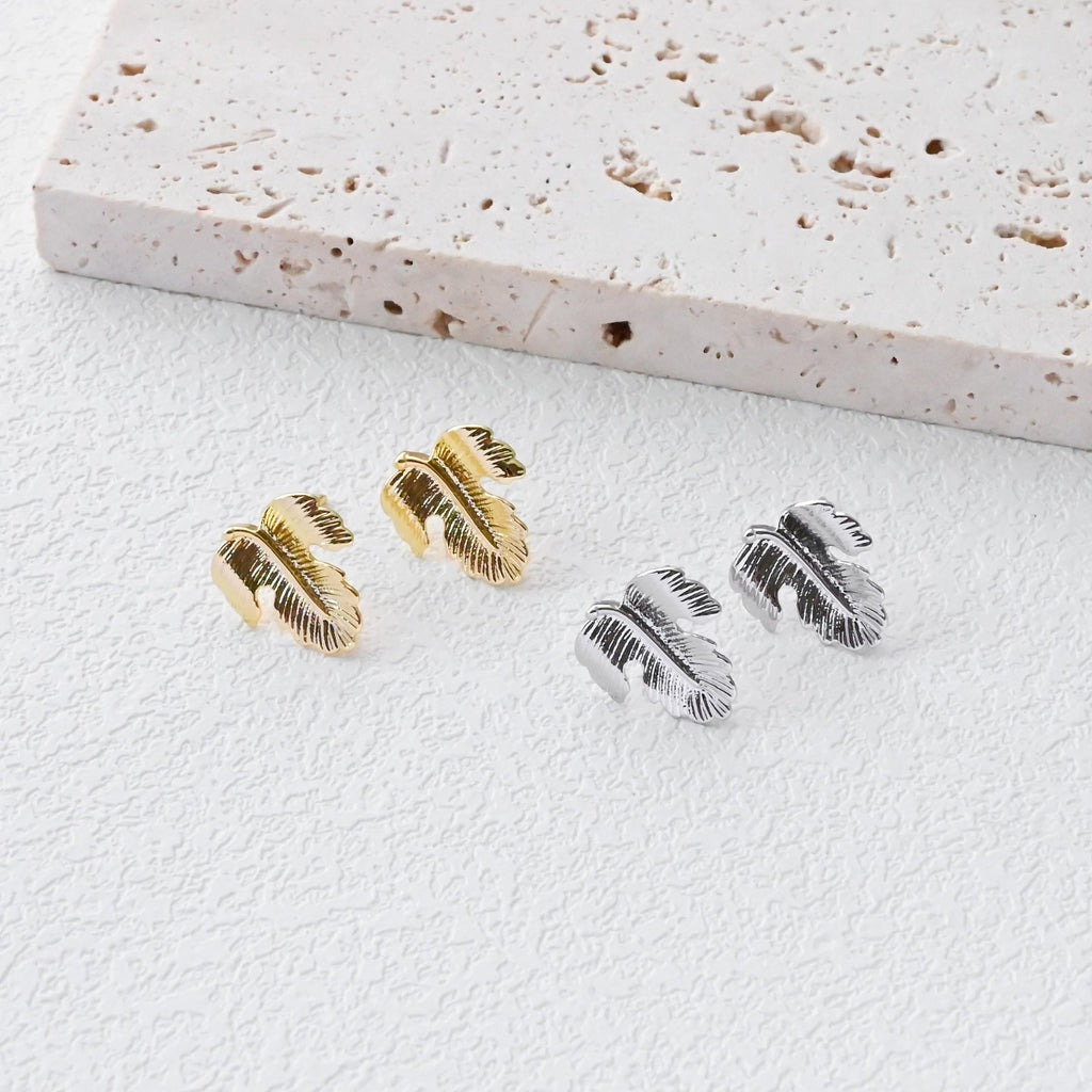 Gold Leaf Earring Post With Loop, S925 Silver Pin, Nickel Free Earrings, Ear Stud Loop, Hypoallergenic Earring Findings D0412