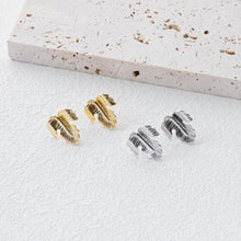 Load image into Gallery viewer, Gold Leaf Earring Post With Loop, S925 Silver Pin, Nickel Free Earrings, Ear Stud Loop, Hypoallergenic Earring Findings D0412