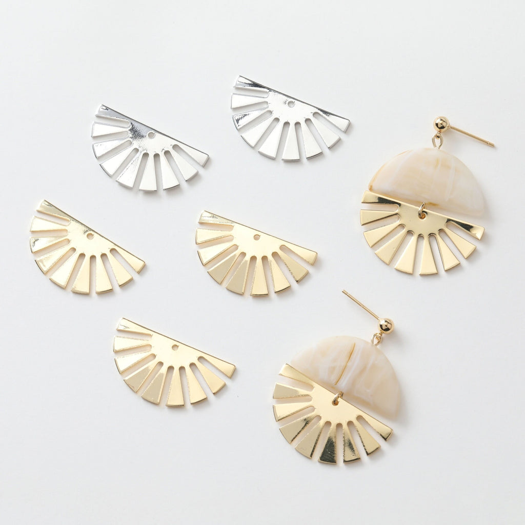 10pcs Gold Fan Shape Charms, 14K Gold/Silver Plated, Dainty Fan Shape Pendant, Bracelet Making Pendant JH021-D0021