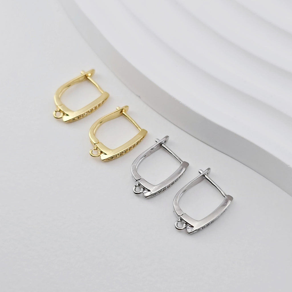 قرط حلقي مطلي بالذهب عيار 18 قيراطًا على شكل حرف U، أجزاء قرط حلقي هاجي، ظهر رافعة، 17.6*12 مم، قرط حلقي لصنع المجوهرات D0271