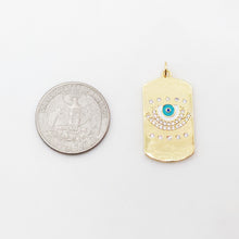 Load image into Gallery viewer, Gold Evil Eye Card Charms, Enamel Eye Pendant, 18K Gold Plated Brass, Necklace Making Charms, Jewelry Findings S20553