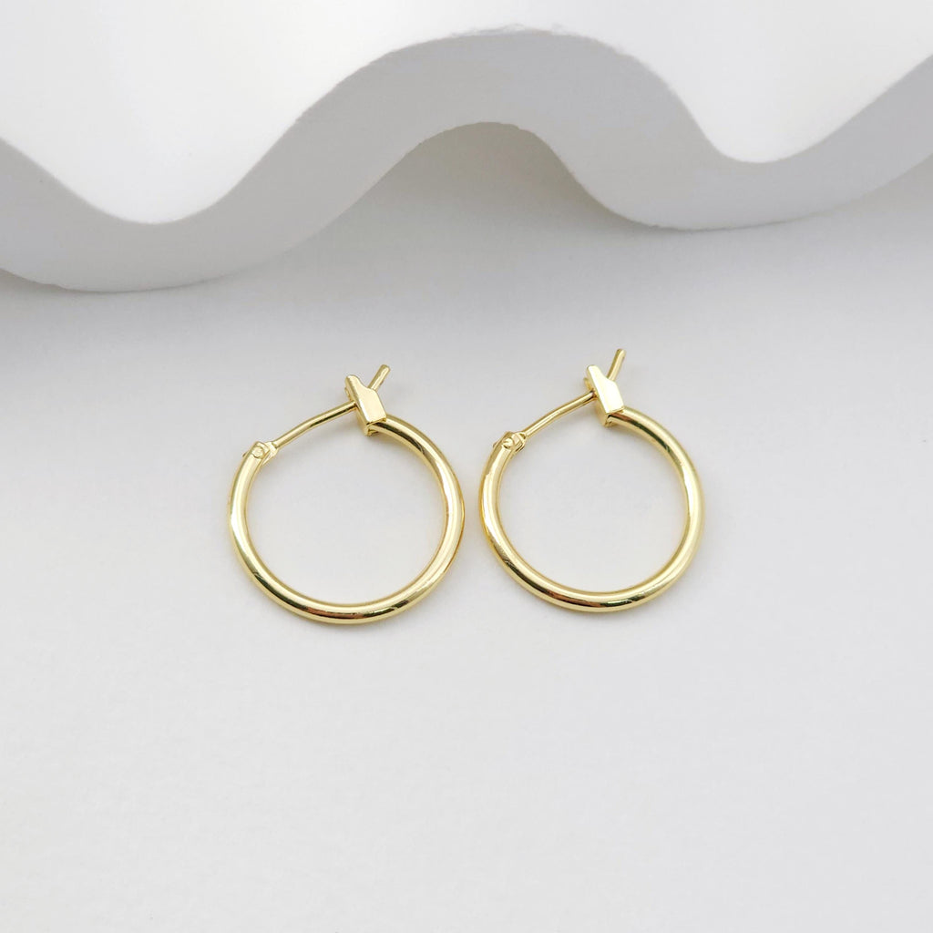 18K Gold Plated Round Hoop Earring, Huggie Hoops Earring Parts, Spring Ear Hoops, 16mm, 17mm, 20mm, 22mm, 25mm, hoop earrings D0265