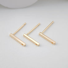Load image into Gallery viewer, 10pcs Rectangular Mini Ear Post with Loops, Nickel Free, 18K Gold/ Silver Plated Stud Earring Finding ZX174