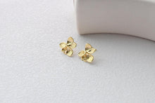 Load image into Gallery viewer, Flower Earring Post, 18K Real Gold Plated Brass Stud Earring With Loop, s925 silver pin, Nickel Free, Earring Finding D0411