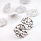 10pcs Round Earring Post with Loop, 14K White Gold Plated, S925 Silver Pin Nickel Free Earrings, Knot Ear Stud with Loop ZX141