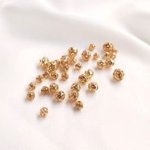 Cargar imagen en el visor de la galería, 10 cuentas espaciadoras redondas de oro con agujero grande, chapadas en oro de 18 quilates, de 5 mm y 10 mm, ideales para hacer pulseras, collares y bisutería S323-ZX7013
