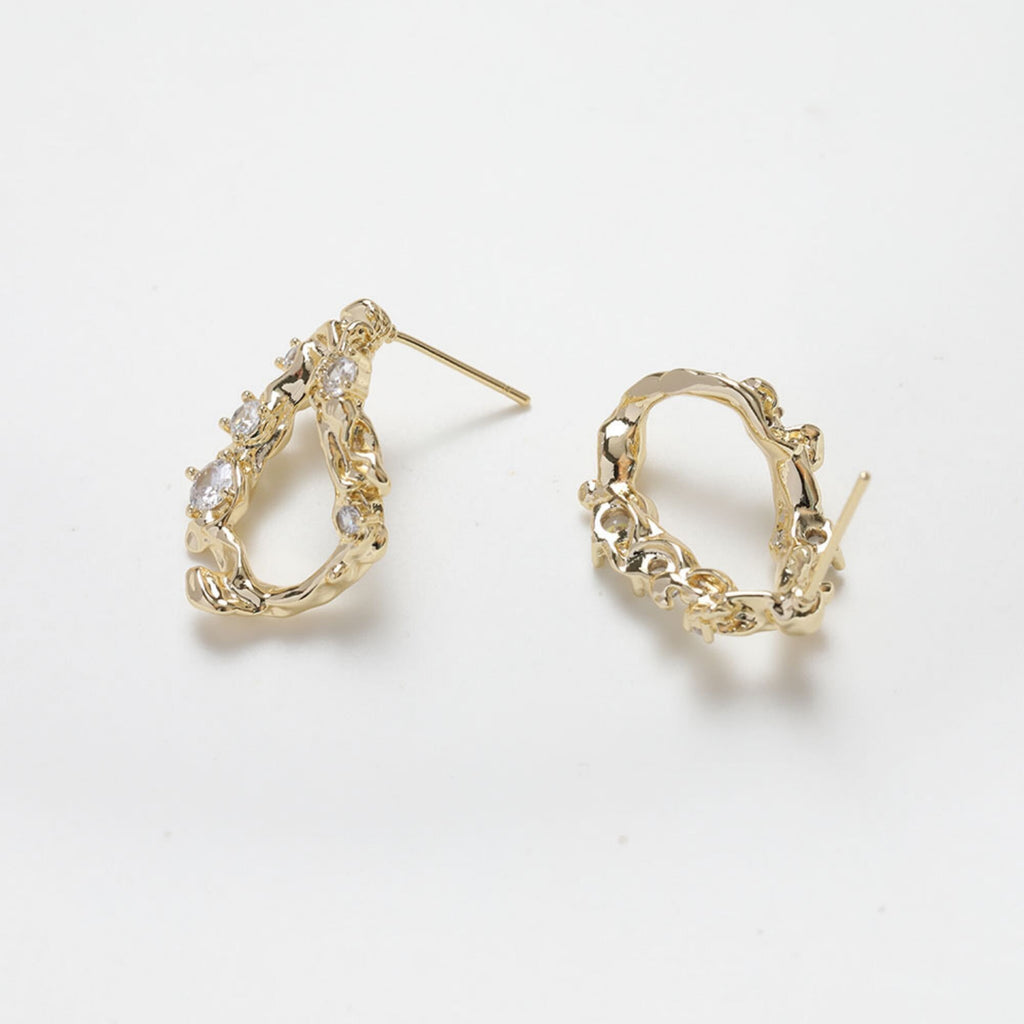 Irregular Niche Ear Post With Loop, S925 Silver Ear Pin Nickel Free Earrings, Gold/Silver Ear Stud, Hypoallergenic Earring Findings BB016