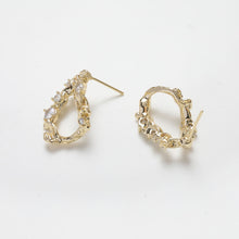 Load image into Gallery viewer, Irregular Niche Ear Post With Loop, S925 Silver Ear Pin Nickel Free Earrings, Gold/Silver Ear Stud, Hypoallergenic Earring Findings BB016