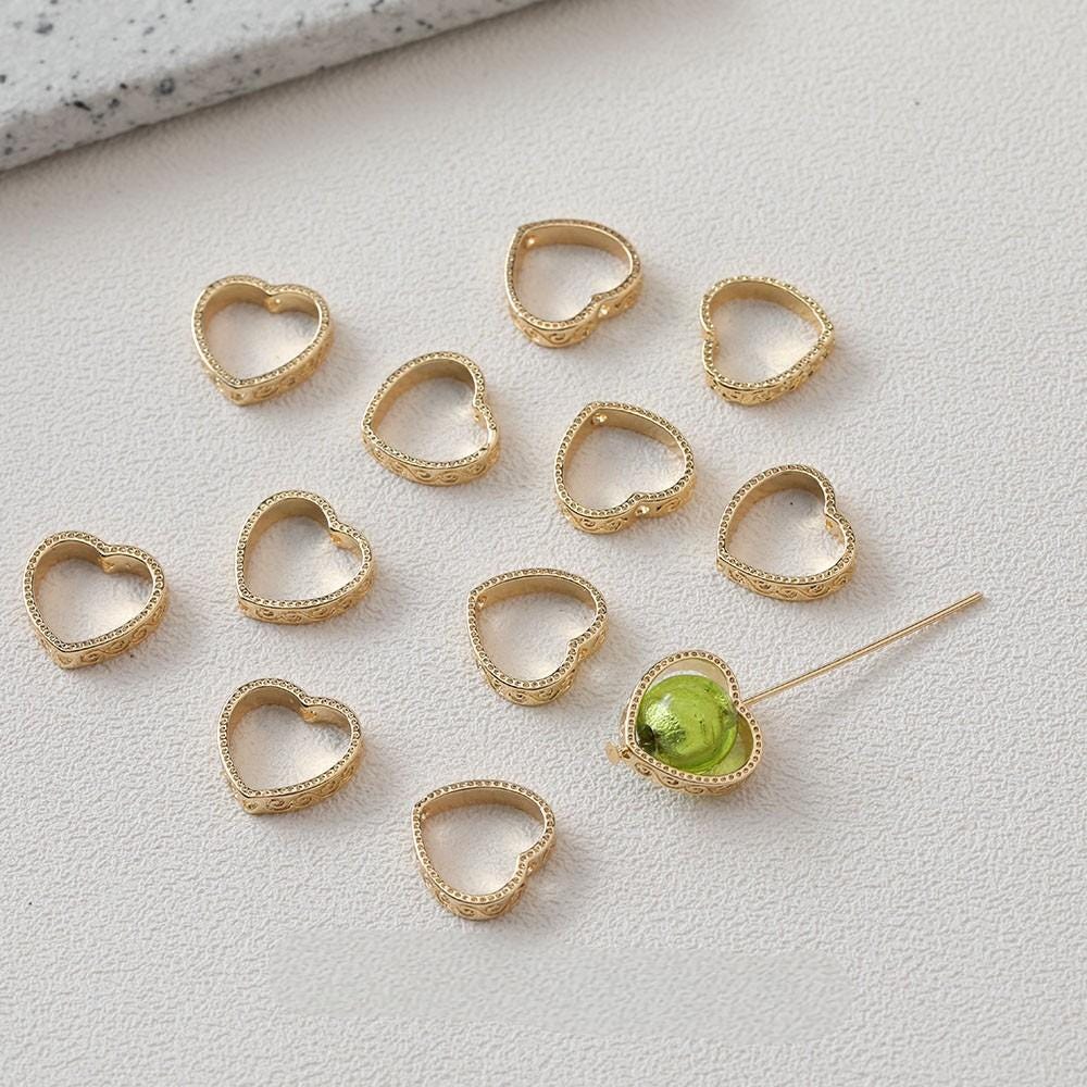 إطارات خرز على شكل قلب تناسب خرز 8 مم، مطلية بالذهب عيار 18 قيراطًا، خرز متباعد أنيق، إطارات خرز، العثور على المجوهرات GZ622