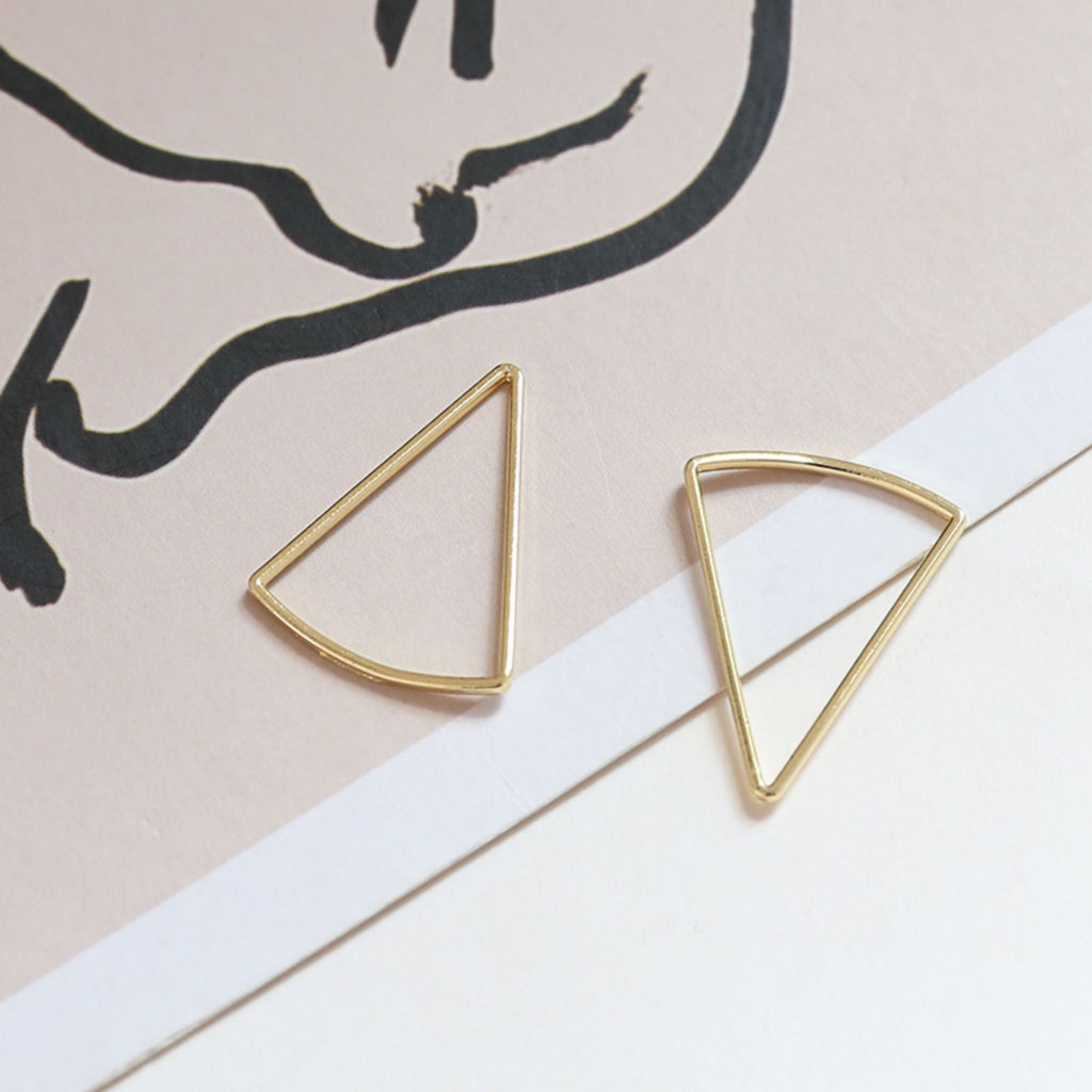 10 colgantes calados con aro, triángulo, diamante, rectangular, chapado en oro de 18 quilates, BY017