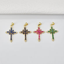 Load image into Gallery viewer, Cross Charms, CZ Pave Cross Pendant, Multiple Cross Styles, 18K Gold Plated Brass, Necklace Making Charms, Jewelry Findings S20700