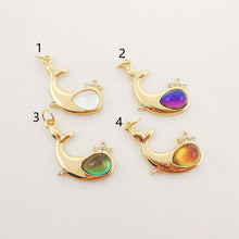 Load image into Gallery viewer, Crystal Whale Charms, 18K Gold Plated Gemstone Charms, Marine life Pendant, Necklace Making Charm, Jewelry Findings S20283