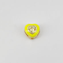 Cargar imagen en el visor de la galería, 2 cuentas espaciadoras de corazón esmaltadas, chapadas en oro de 18 quilates, con pavé de circonitas cúbicas, de 8 mm, para colgante de corazón, suministros para bisutería S20663