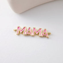 Load image into Gallery viewer, Cubic MAMA Connector, 18K Gold Plated Micro CZ Pave Connector Mom Charm, Necklace Making Findings, Jewelry Finding Gift for Mom S1128