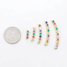 Load image into Gallery viewer, Rainbow Cubic Tennis Connector, 4mm CZ, 18K Gold Plated CZ Pave Tennis Pendant, Bracelet Making Charm, Jewelry Findings S20537