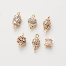 Load image into Gallery viewer, Hollow Pendant Connector, Cubic Zircon Crystal Connector, 18K Gold Plated Beads, Necklace Connector Charms, Jewelry Findings SC028
