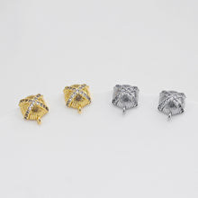 Load image into Gallery viewer, Round Post Earrings, 9.8*8mm, Burshed Gold Earring Post with Loop, CZ Pave, Hypoallergenic, Earring Findings, Earring Supplies D0413