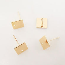 Load image into Gallery viewer, 10pcs Gold Square Earring Post, 8mm, Nickel Free Earrings, Ear Stud Loop, Hypoallergenic Earring Findings Z089