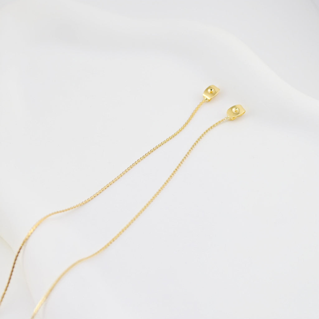 10pcs 18k Real Gold Plated Earring Back with Chain Tassels, Hypoallergenic Earring Backs for Studs, Jewelry making Findings ZX363