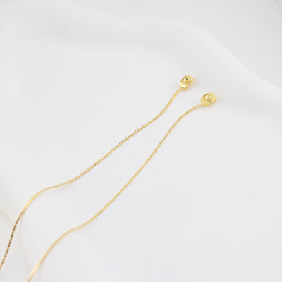 10pcs 18k Real Gold Plated Earring Back with Chain Tassels, Hypoallergenic Earring Backs for Studs, Jewelry making Findings ZX363