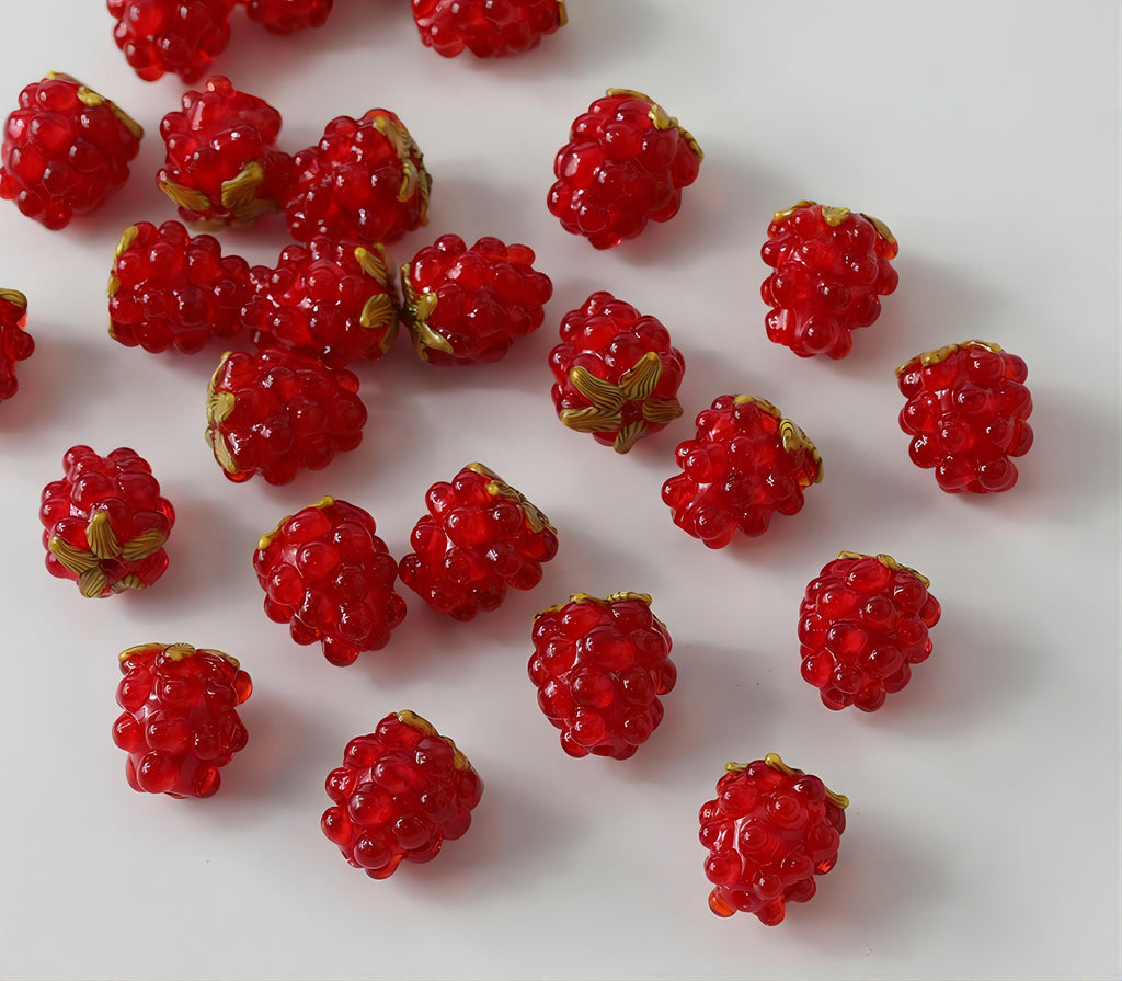 Red Raspberry Strawberry Glaze Beads, 12x13mm, Glaze Loose Beads for Jewelry Making, Bracelet DIY Beads Finding GZ059