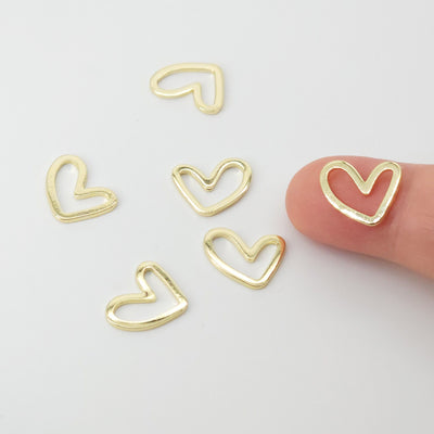 Dije de corazón de latón chapado en oro de 14 quilates, hallazgos de arcilla para hacer aretes, suministros para hacer aretes hechos a mano, hallazgo D0020