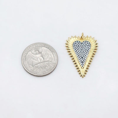 Heart Pendant, Cubic Pave Charm, 18K Gold Plated, Love Pendant, Necklace Making Pendants, Jewelry Findings S20477