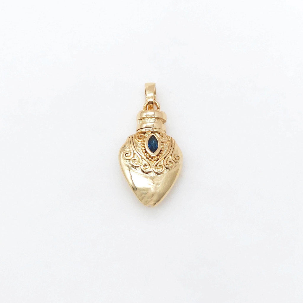 Vintage Gold Bottle Charms, 18K Real Gold Plated Pave CZ Bottle Pendants, Vintage Necklace Making Charms S20450