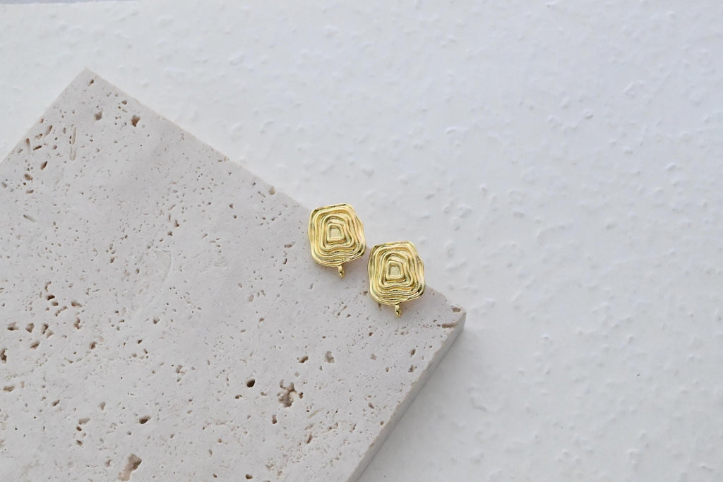 قرط غير منتظم، ذهب/فضة عيار 18 قيراطًا، أقراط فضة S925 خالية من النيكل، قرط على شكل قلب D0439