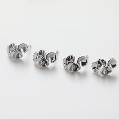 Ribbon Style Earrings Post with Loop, 14K Gold, S925 Silver Ear Pin Nickel Free Earrings, Ear Stud Hypoallergenic Earring Findings GZ758