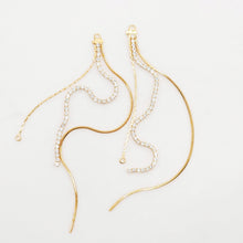 Load image into Gallery viewer, Gold Chain Tassel Pendant, Rhinestone Chain Charm, Cubic Zirconia, 18K Gold Plated Earring Chain Pendant, Earring Findings ZX087