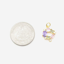 Load image into Gallery viewer, Rainbow Circle Pendant, Pave CZ Charm, 18K Gold Pendant, Bracelet Necklace Making, Gold Plated Jewelry Findings S20586