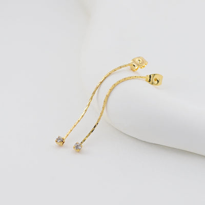 10pcs 18k Real Gold Plated Earring Back with Chain Tassels, CZ Pave, Hypoallergenic Earring Backs for Studs, Jewelry making Findings ZX365