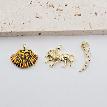 Load image into Gallery viewer, Enamel Shell Charms, Horn Pendant, Lion Pendant, 18K Gold Plated, Jewelry Making Pendant S1274
