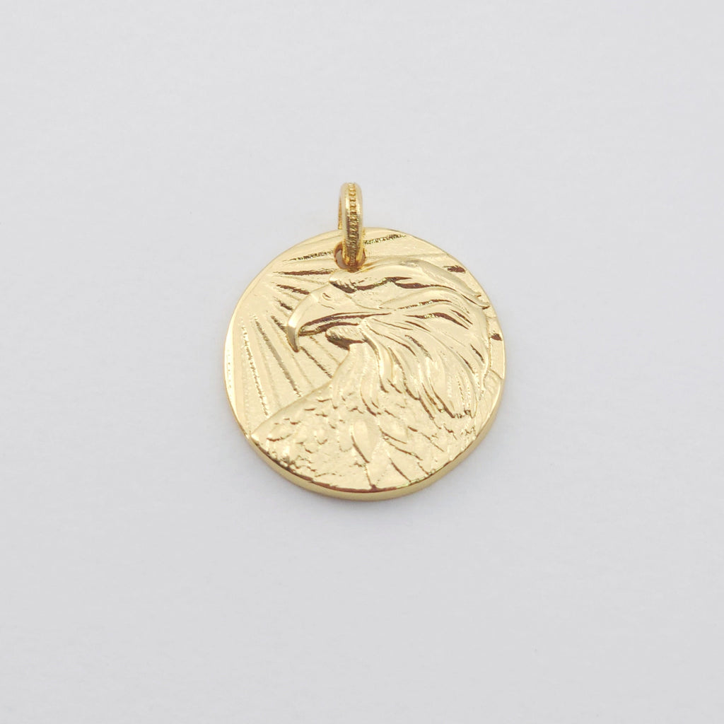 Round Portrait Pendant, Eagles Charm, 18K Gold Plated, Antique Silver, Necklace Making Charm, Jewelry Findings S1158