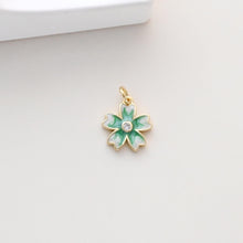 Cargar imagen en el visor de la galería, Dijes de flores esmaltadas pequeñas, colgante chapado en oro de 18 quilates, dijes para collares y pendientes, accesorios para bisutería S1319