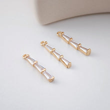 Load image into Gallery viewer, CZ Pave Elongated Pendant, Cubic Pendant, Earring Charms, Real Gold Plated Brass Earring Pendant, Jewelry Findings D0057