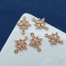 Load image into Gallery viewer, Flower Charm, Cubic Zircon Crystal Flower Pendant, CZ Earring Charms,  Real Gold Plated Brass Earring Charms, Jewelry Findings HL057-F172