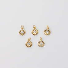 Load image into Gallery viewer, Daisy Flower Charms, 18K Gold Plated Cubic Pave Charms, Flower Pendant, Necklace Earring Making Charms, 9mm, Jewelry Findings S149