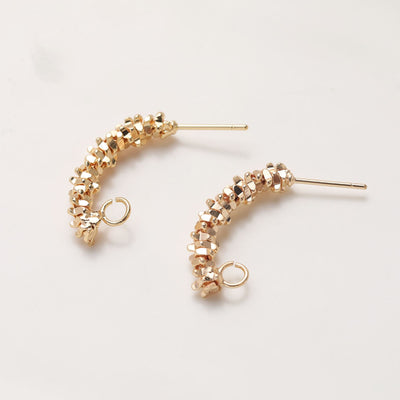 قرط أذن ملتوي منحني، مطلي بالذهب عيار 14 قيراطًا، خالٍ من النيكل، قرط أذن مضاد للحساسية، JG068-ZX192