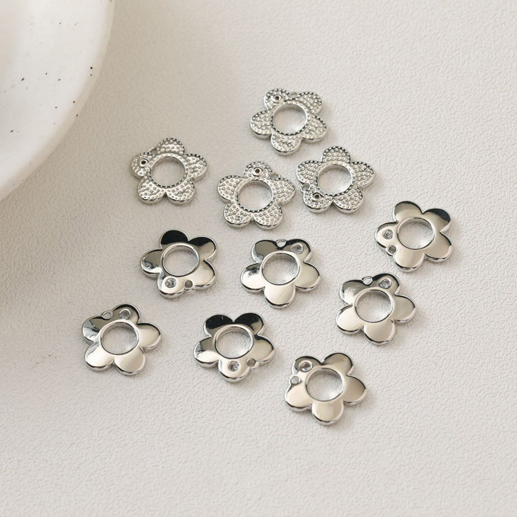 Flower Charms, 14K Gold/Silver Plated Cubic Pave Charms, Flower Pendant, Necklace Earring Making Charms, 15mm, Jewelry Findings GZ196
