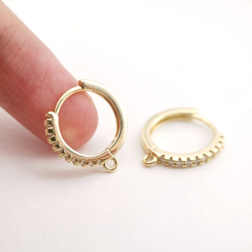 Cubic Zirconia Ear Hoops Multicolor Pave Crystal , 19*17mm, 18K Gold Plated Leverback Earrings, Huggie Hoops Earring D0154