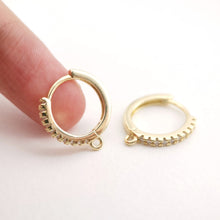 Load image into Gallery viewer, Cubic Zirconia Ear Hoops Multicolor Pave Crystal , 19*17mm, 18K Gold Plated Leverback Earrings, Huggie Hoops Earring D0154