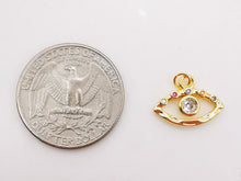 Load image into Gallery viewer, Cubic Evil Eye Charm, 18K Gold Plated Micro CZ Pave Eye Pendant, 12x16mm, Necklace Making Charm, Jewelry Findings S352